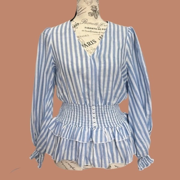 Shein Striped Smocked Top - Picture 1 of 13